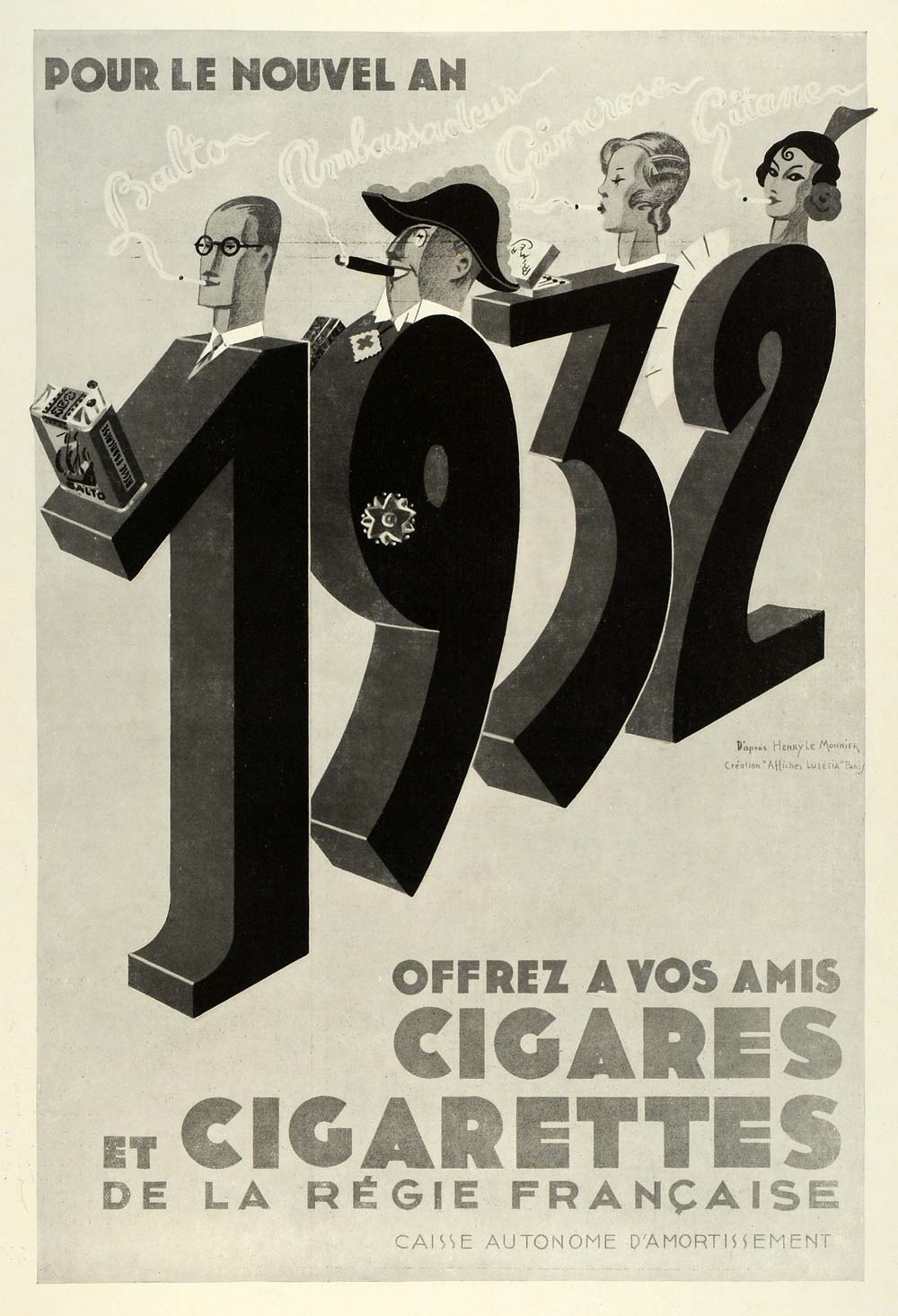 1931 Ad Balto French Cigars Cigarettes Fashion Artist Henry Le Monnier ILL5