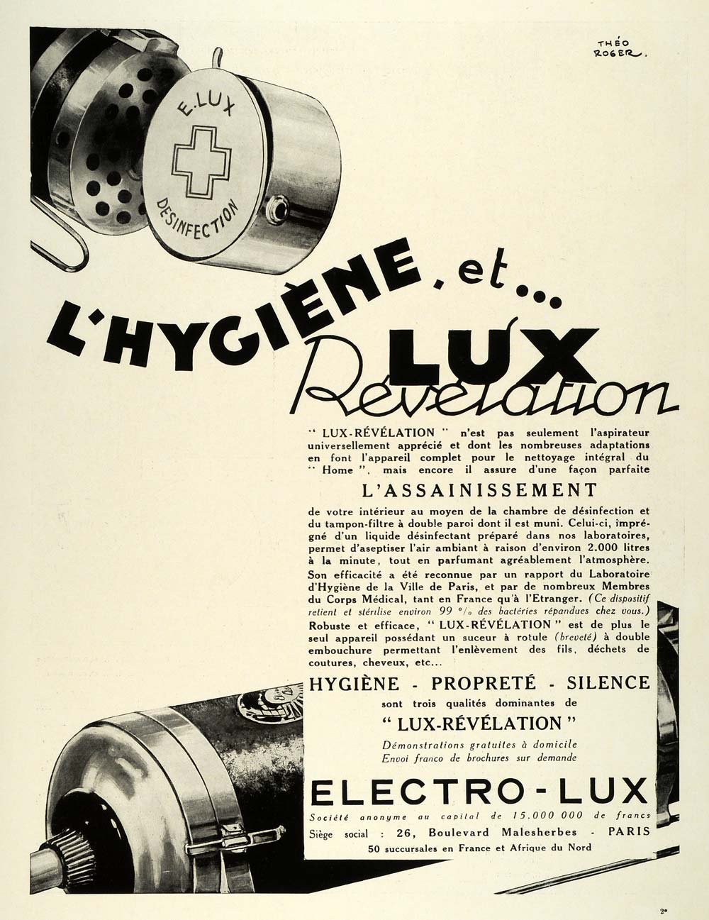 1931 Ad Electro-Lux Revelation Beauty Vacuum Face Appliance Hygiene Paris ILL5