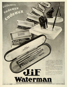 1931 Ad JiF Waterman French Ink Writing Pens Office Decorative Desk Paris ILL5