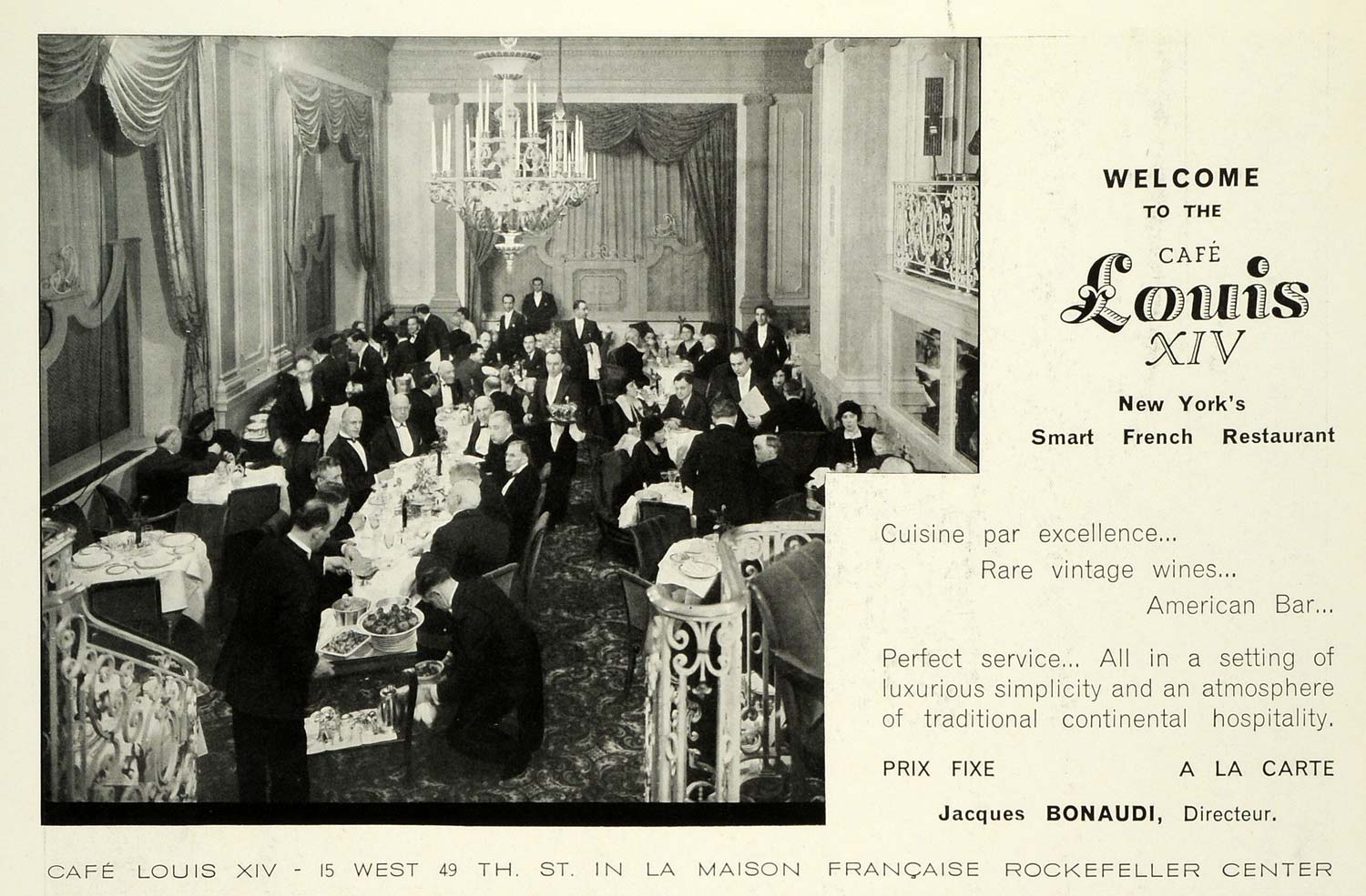 1939 Ad Cafe Louis XIV French Diner Restaurant New York City Service Food ILL5