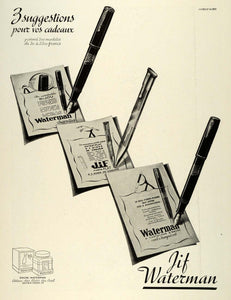 1938 Ad JiF Waterman French Fountain Ball Point Pens Gifts Presents Ink ILL5