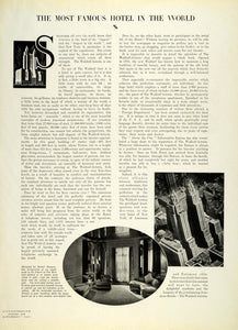 1939 Article Waldorf-Astoria Hotel New York City Towers Apartment Interior ILL5