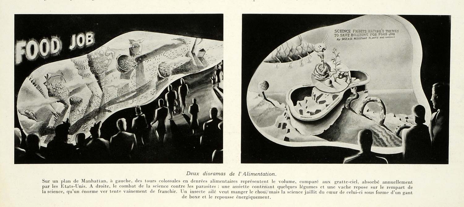 1939 Print New York World's Fair Food Zone Diorama Exhibit Display Pavilion ILL6