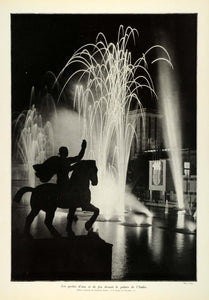 1937 Print Paris Exposition Fireworks Fountains Georges Gori Equestrian ILL7