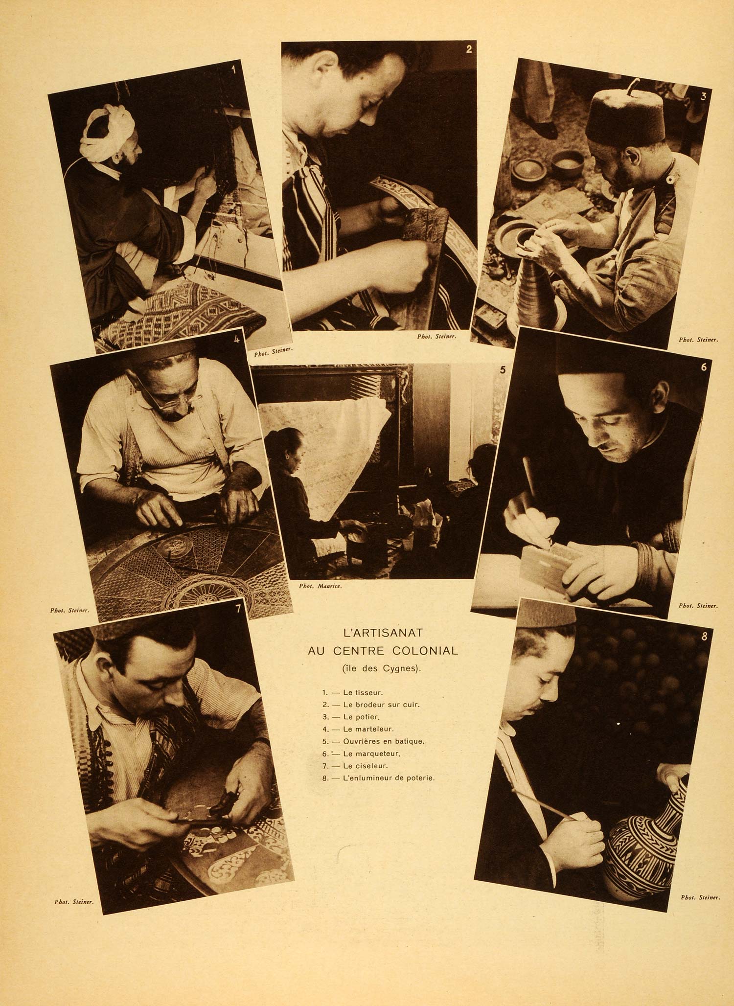 1937 Print Paris Exposition Crafts Artisans Workers Pottery Weaving Batik ILL7
