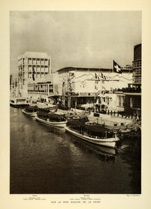 1937 Print Paris Exposition Rive Gauche Left Bank River Seine Tour Boats ILL7