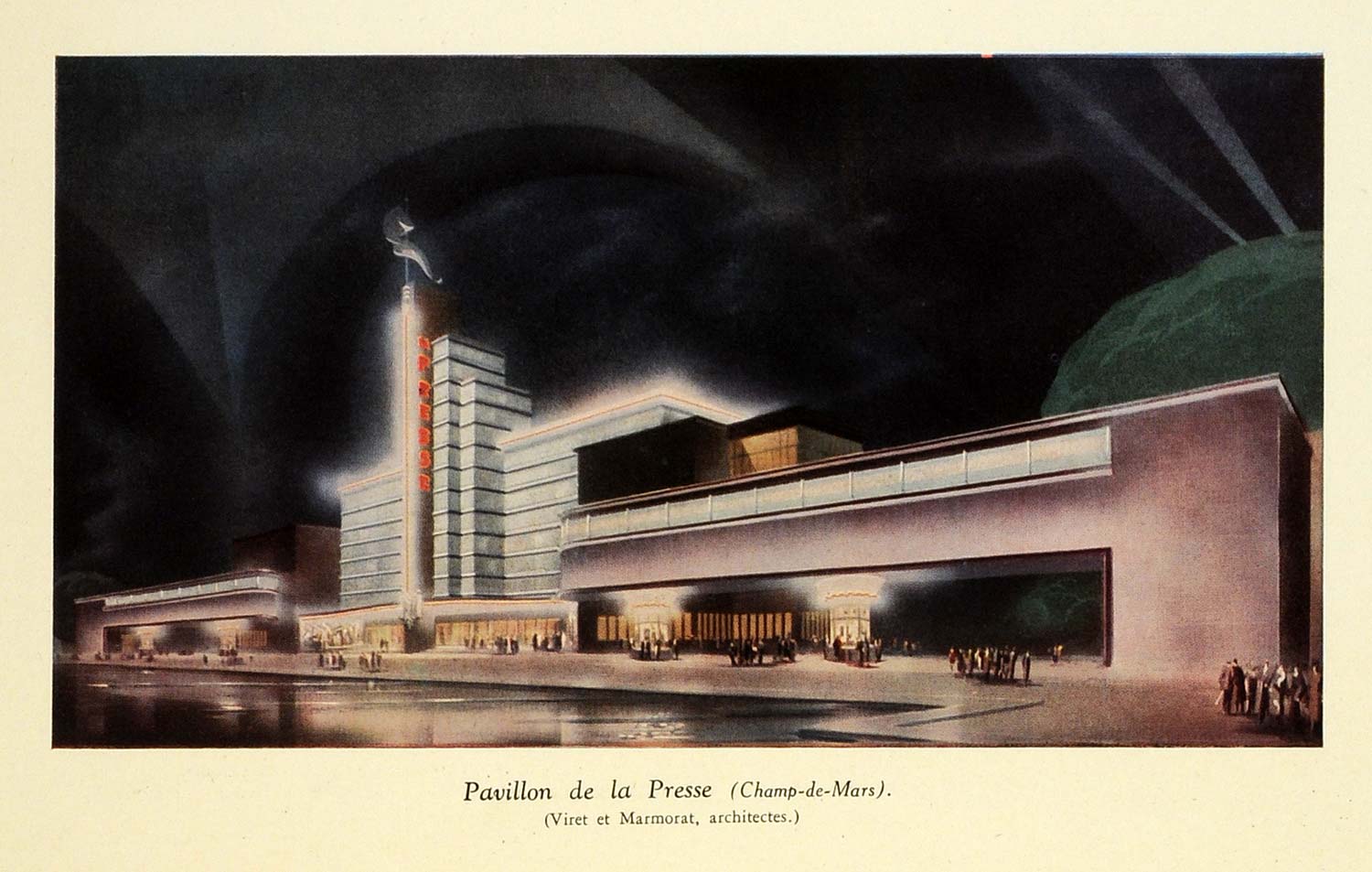 1937 Print Paris Exposition Pavillon de la Presse Press Building ILL7