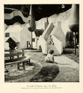 1937 Print Paris Exposition Children's Garden Playground Play Jardin ILL7