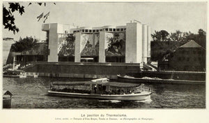 1937 Print Paris Exposition Pavilion du Thermalisme Murals Tour Boat Seine ILL7