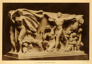 1937 Print Paris Exposition Pierre Poisson Statue Nude Jeunesse Trocadero ILL7