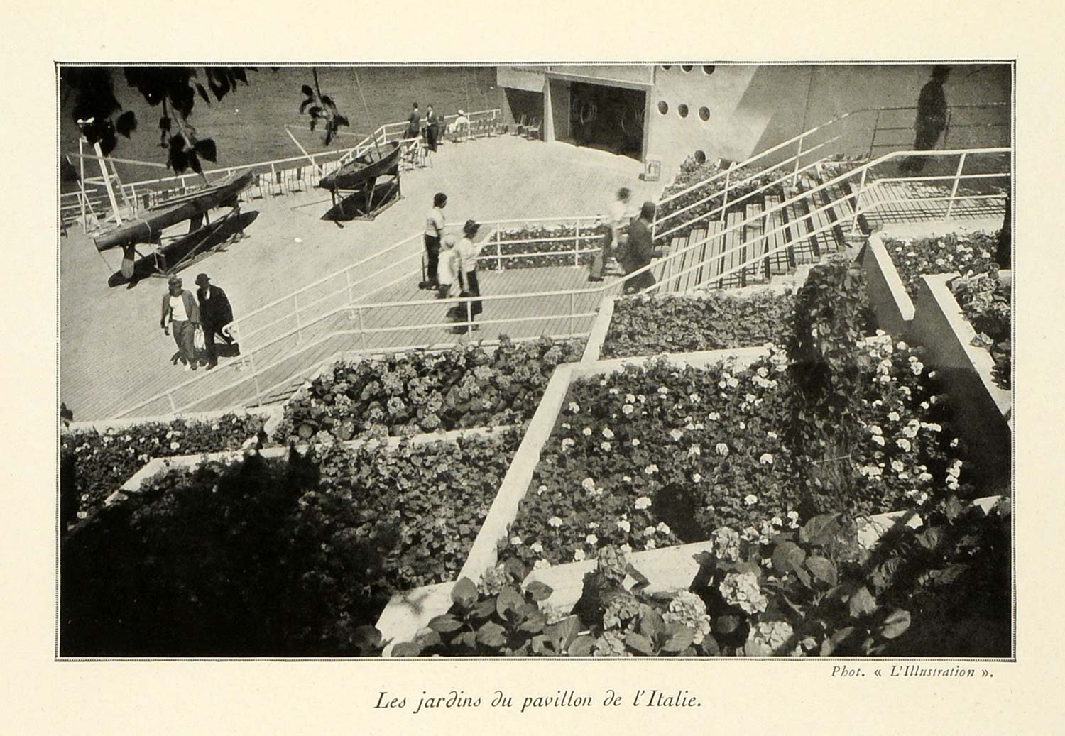 1937 Print Paris Exposition Gardens Italy Italian Building Flowers ILL7