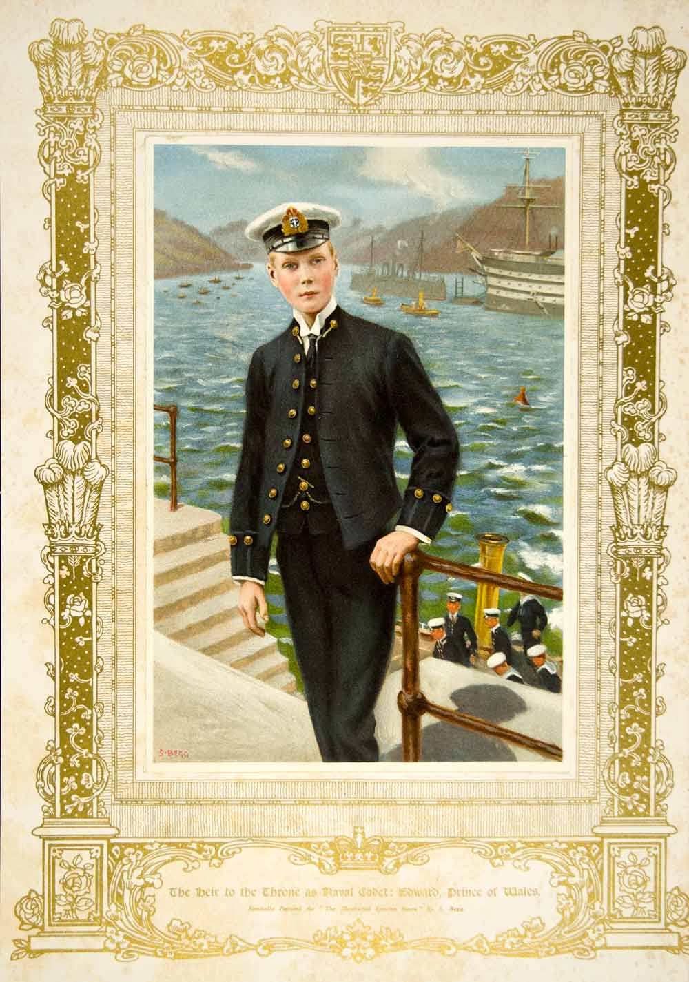 1911 Chromolithograph Samuel Begg Art Edward VIII Prince Wales Naval Cadet ILN2