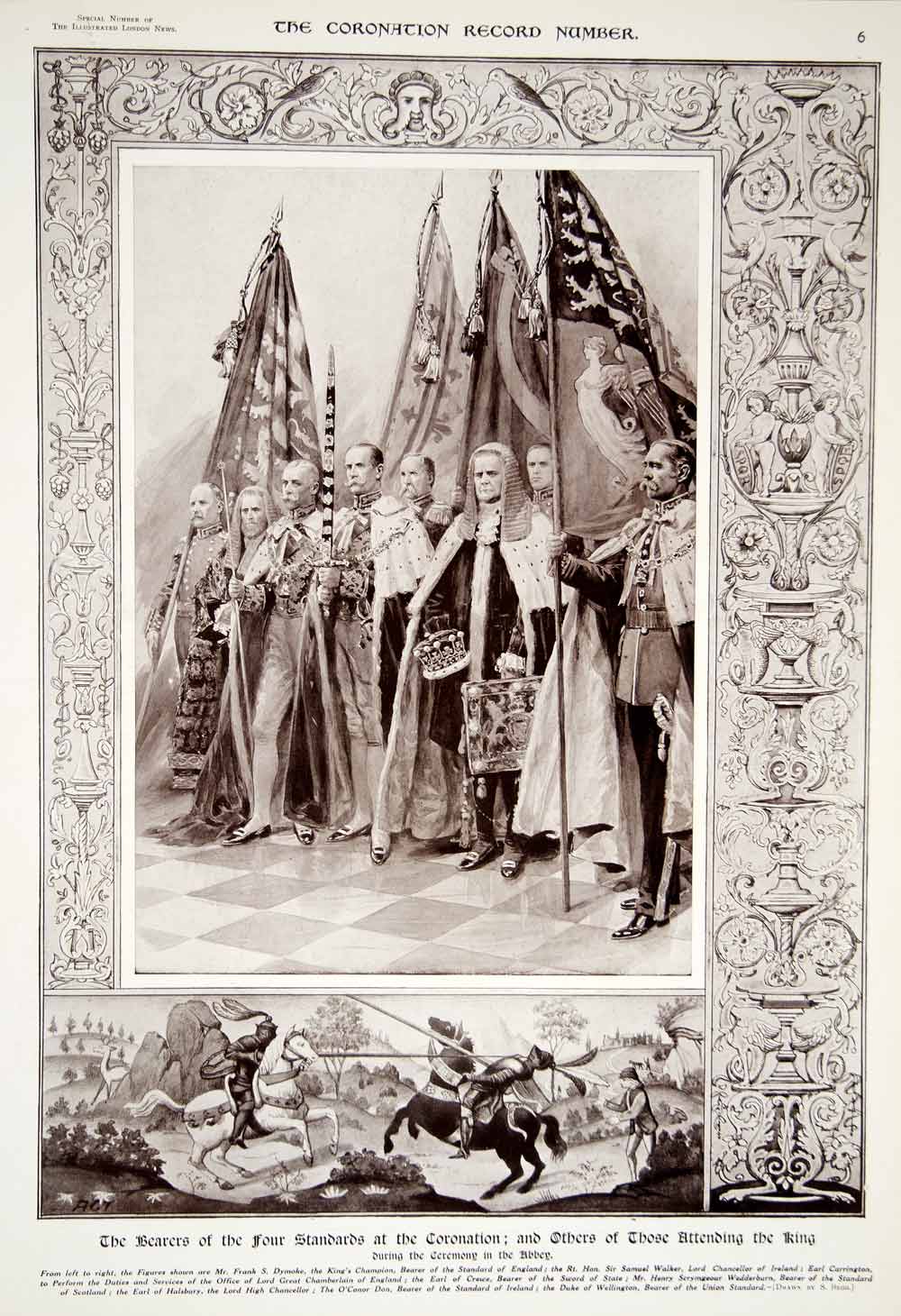 1911 Print Samuel Begg Art Standard Bearers Coronation King George V Royal ILN2