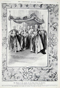 1911 Print Samuel Begg Art Canopy Bearer King George V Coronation Anointing ILN2