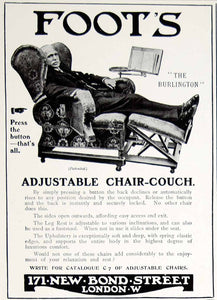 1911 Ad Foot Burlington Adjustable Chair Couch Recliner Furniture Household ILN2