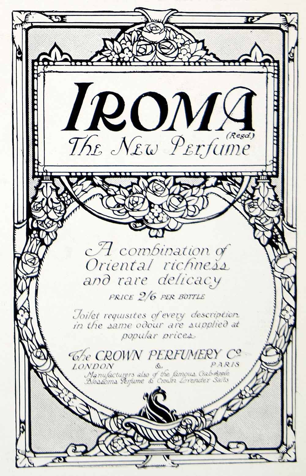 1911 Ad Crown Iroma Crabapple Perfume Salts Scent Health Beauty Art Nouveau ILN2