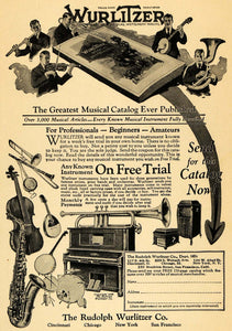 1923 Ad Free Trial Rudolph Wurlitzer Music Instruments - ORIGINAL ILW1