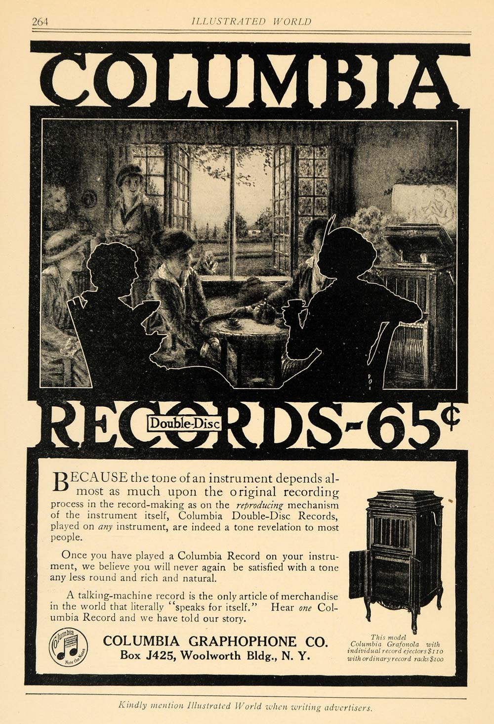 1915 Ad Columbia Double Disc Graphophone Records Price - ORIGINAL ILW1