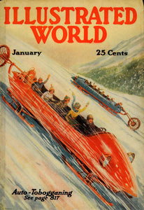 1921 Cover Illustrated World Auto Tobogganing Toboggan - ORIGINAL ILW1