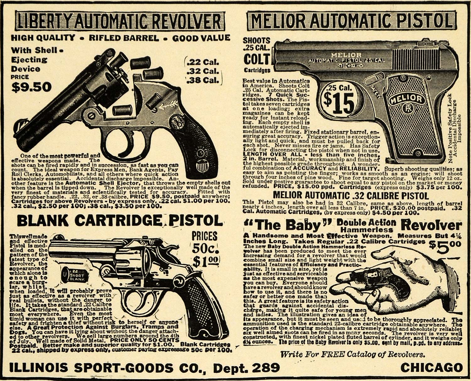 1921 Ad Pistol Rifle Revolver Gun Firearm Sporting Good - ORIGINAL ILW1