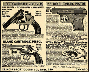 1921 Ad Pistol Rifle Revolver Gun Firearm Sporting Good - ORIGINAL ILW1