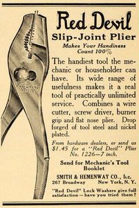 1921 Ad Hemenway Red Devil Plier Tool Screwdriver Metal - ORIGINAL ILW1