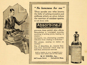 1921 Ad W. F. Young Absorbine Jr Antiseptic Muscle Cure - ORIGINAL ILW1