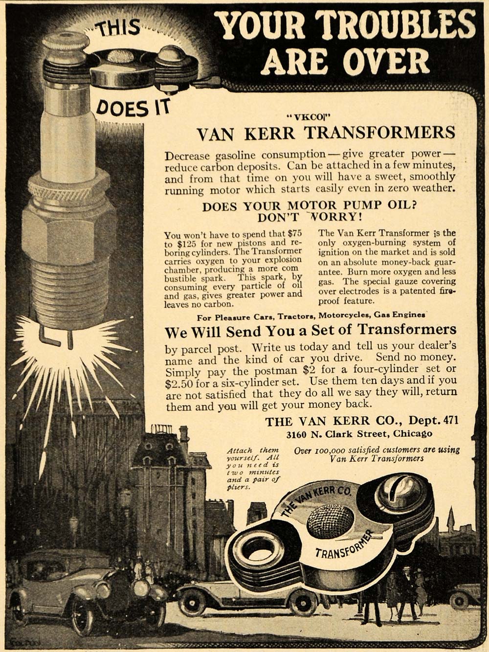 1921 Ad Van Kerr Engine Transformers Cars Tractors Gas - ORIGINAL ILW1
