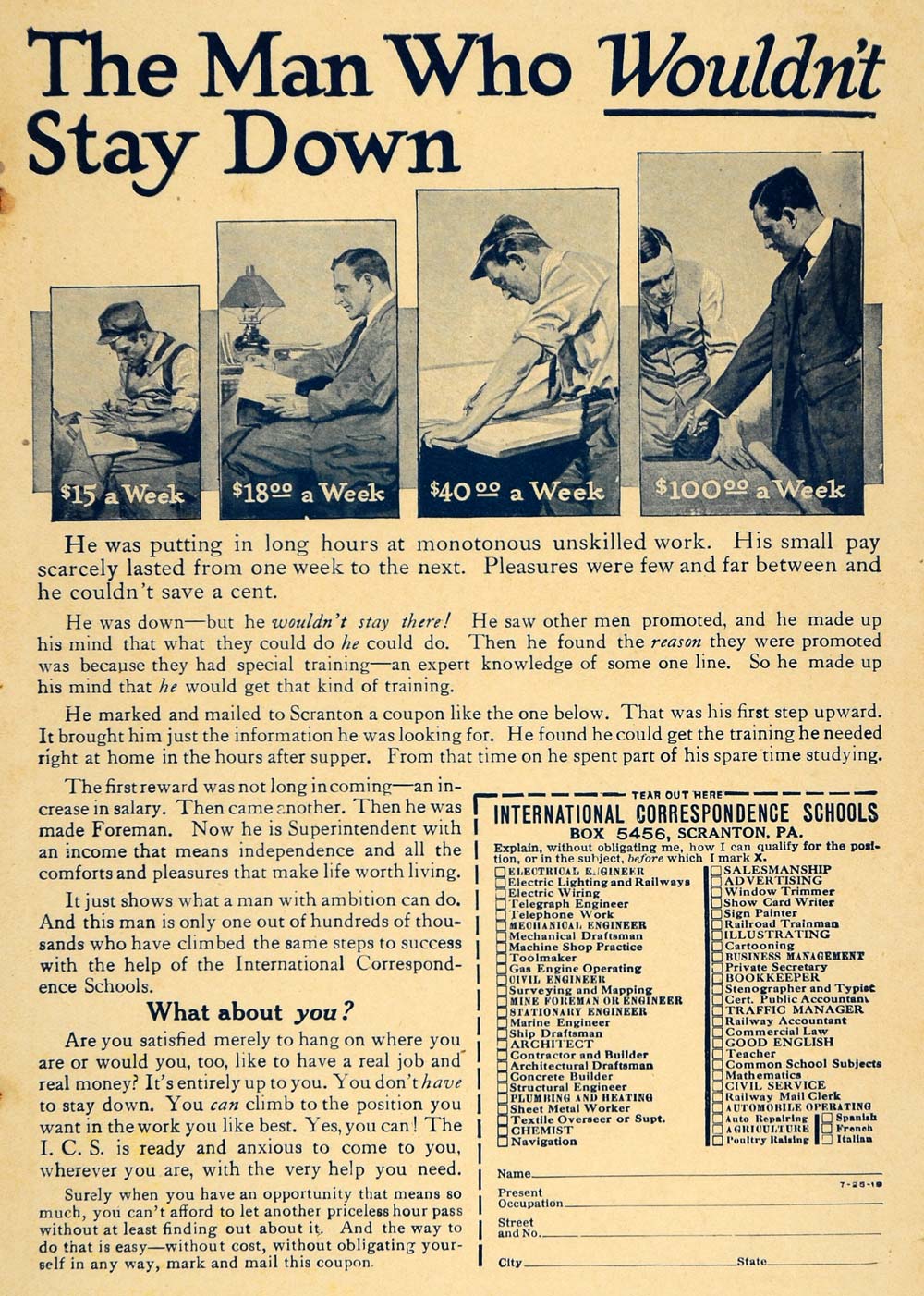 1920 Ad International Correspondence Schools Teachings - ORIGINAL ILW1