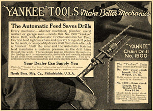1917 Ad Yankee Chain Drill Tool Construction Mechanic - ORIGINAL ILW1