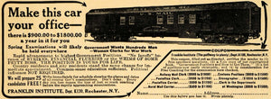 1918 Ad Franklin Institute Train Car Locomotive US Mail - ORIGINAL ILW1