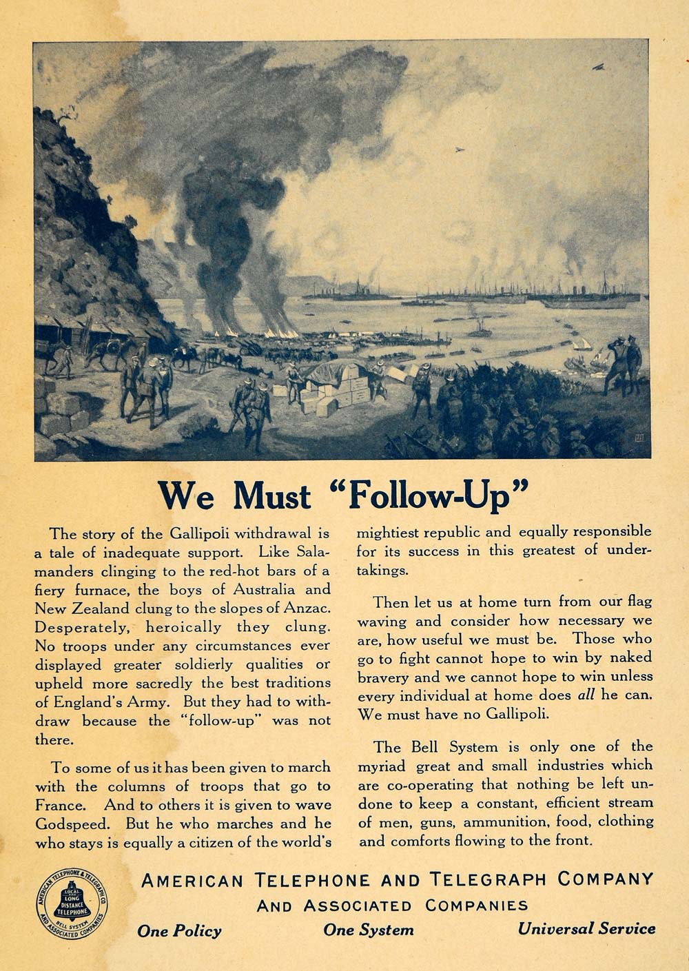 1918 Ad WWI War Efforts American Telephone & Telegraph - ORIGINAL ILW1