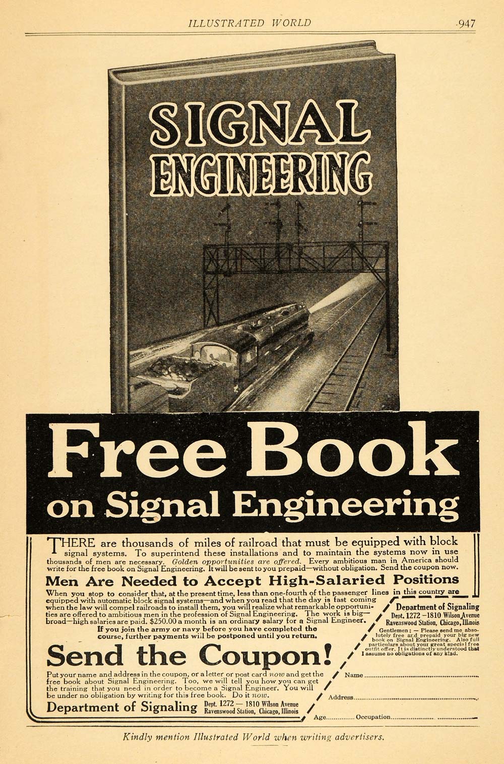 1918 Ad Free Booklet Signal Engineering Trains Chicago - ORIGINAL ILW1