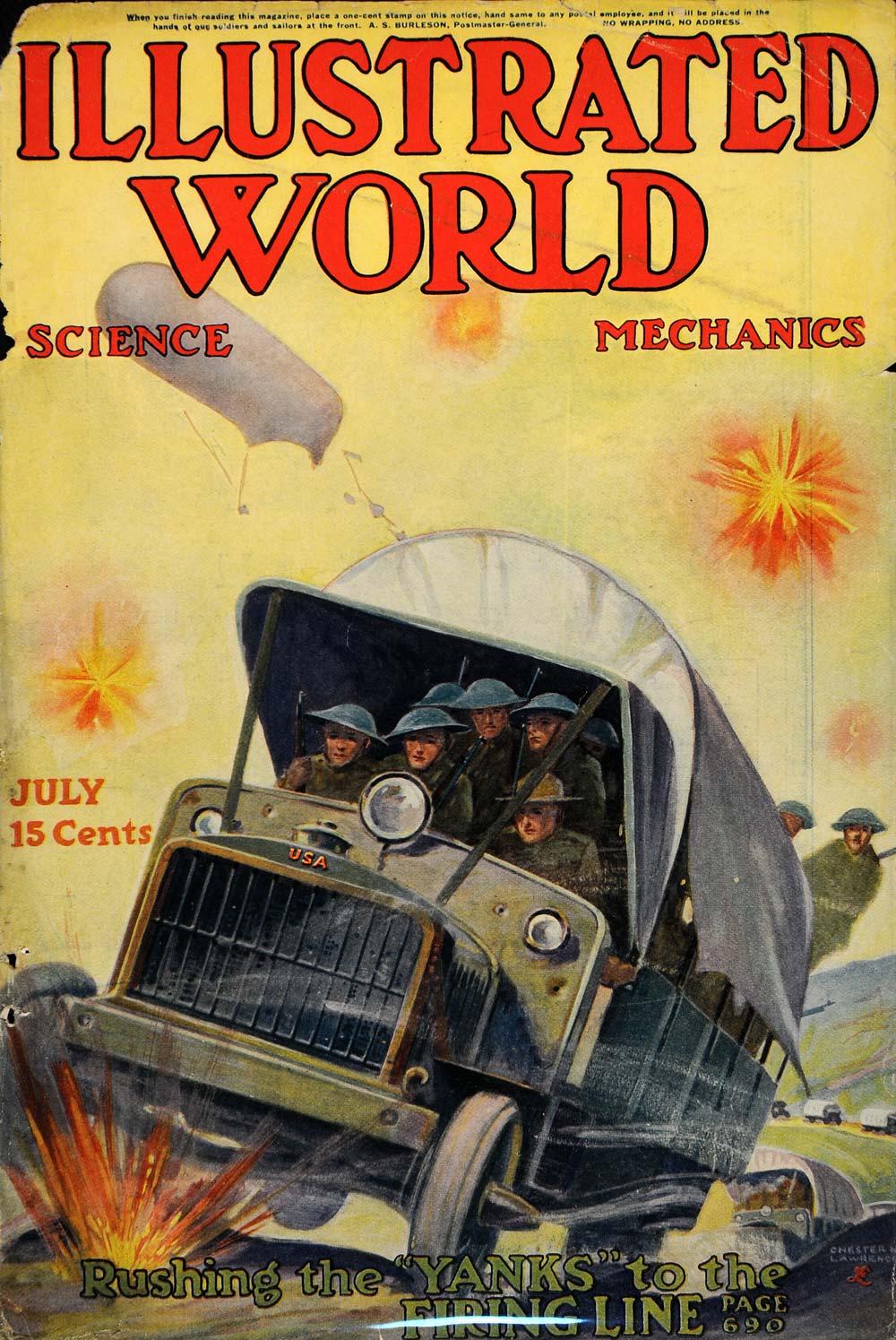 1918 Cover Chester Lawrence Military Art Rushing Yanks - ORIGINAL ILW1