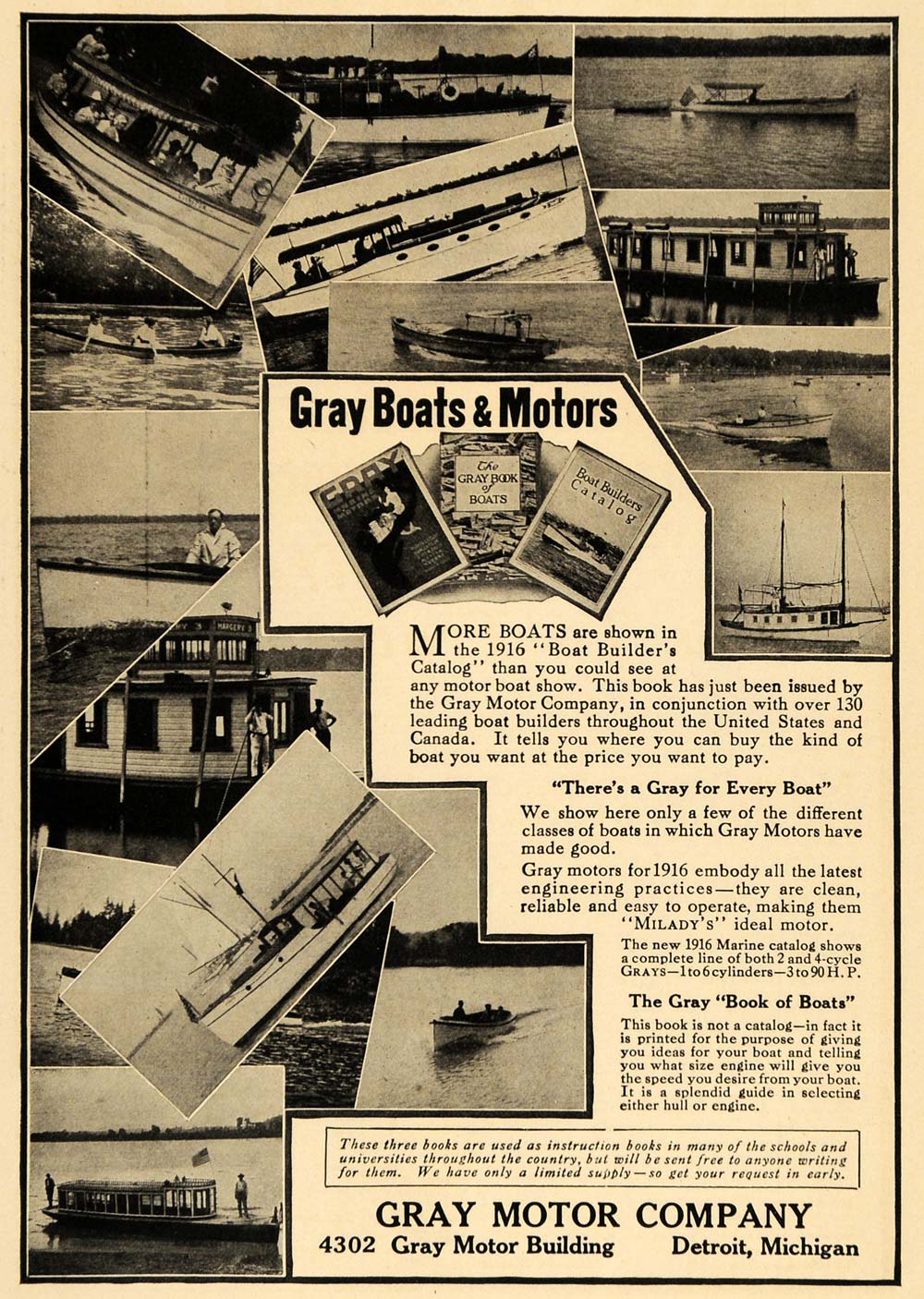 1916 Ad Gray Motors Boats Engines Builder's Catalog - ORIGINAL ADVERTISING ILW1
