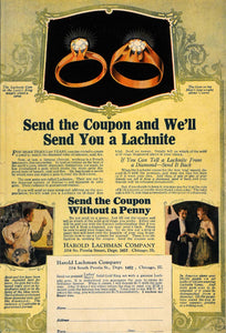 1921 Ad Harold Lachman Lachnite Jewelry Gem Ring Women - ORIGINAL ILW1