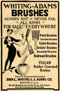 1922 Ad John L Whiting JJ Adams Variety Brushes - ORIGINAL ADVERTISING ILW1