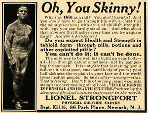 1916 Ad Lionel Strongfort Strong Oh You So Skinny! WWI - ORIGINAL ILW1