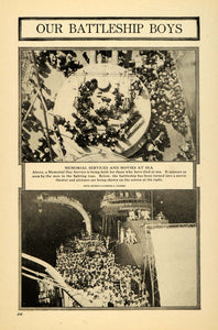 1918 Print Navy Memorial Service Sea Movie Showing WWI ORIGINAL HISTORIC ILW2