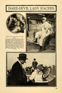 1918 Print Lady Race Car Drivers Ascot Track Summersby ORIGINAL HISTORIC ILW2