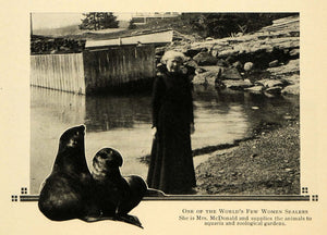 1916 Print Woman Sealer McDonald Zoo Garden Aquarium - ORIGINAL HISTORIC ILW2