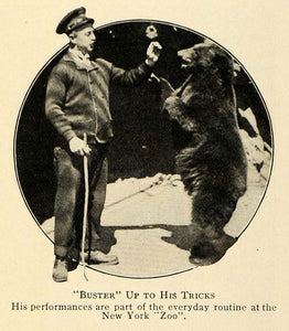 1916 Print Buster Brown Bear New York Zoo Tricks Stage ORIGINAL HISTORIC ILW2