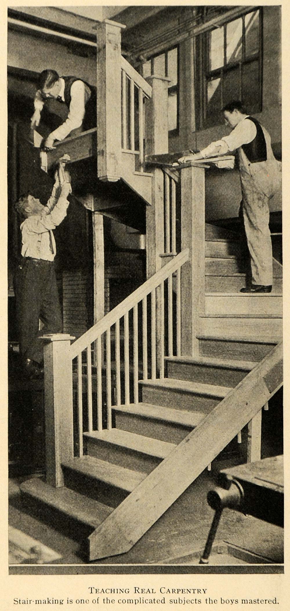 1916 Print Carpentry Stair Boys House Carpenter Wood - ORIGINAL HISTORIC ILW2