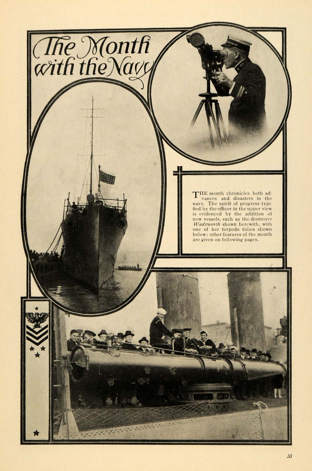 1916 Print Navy Diasaster Ship Vessel Sailor Wadsworth ORIGINAL HISTORIC ILW2
