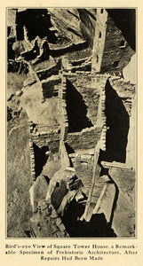 1920 Print Mesa Verde Colorado Archaeology Square Tower ORIGINAL HISTORIC ILW2