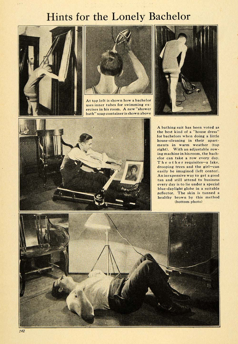 1920 Print Bachelor Swimming Soap Lonely Girl Shower - ORIGINAL HISTORIC ILW2