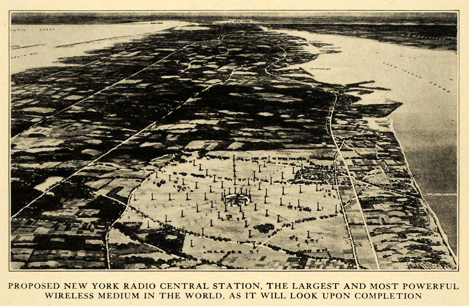 1920 Print New York Radio Station Wireless Aerial Radar ORIGINAL HISTORIC ILW2