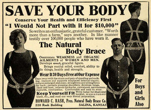 1920 Ad Natural Body Brace Organic Ailment Health Image - ORIGINAL ILW2