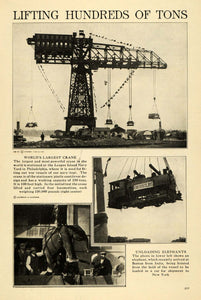 1920 Print World Largest Crane Power League Island Navy ORIGINAL HISTORIC ILW2
