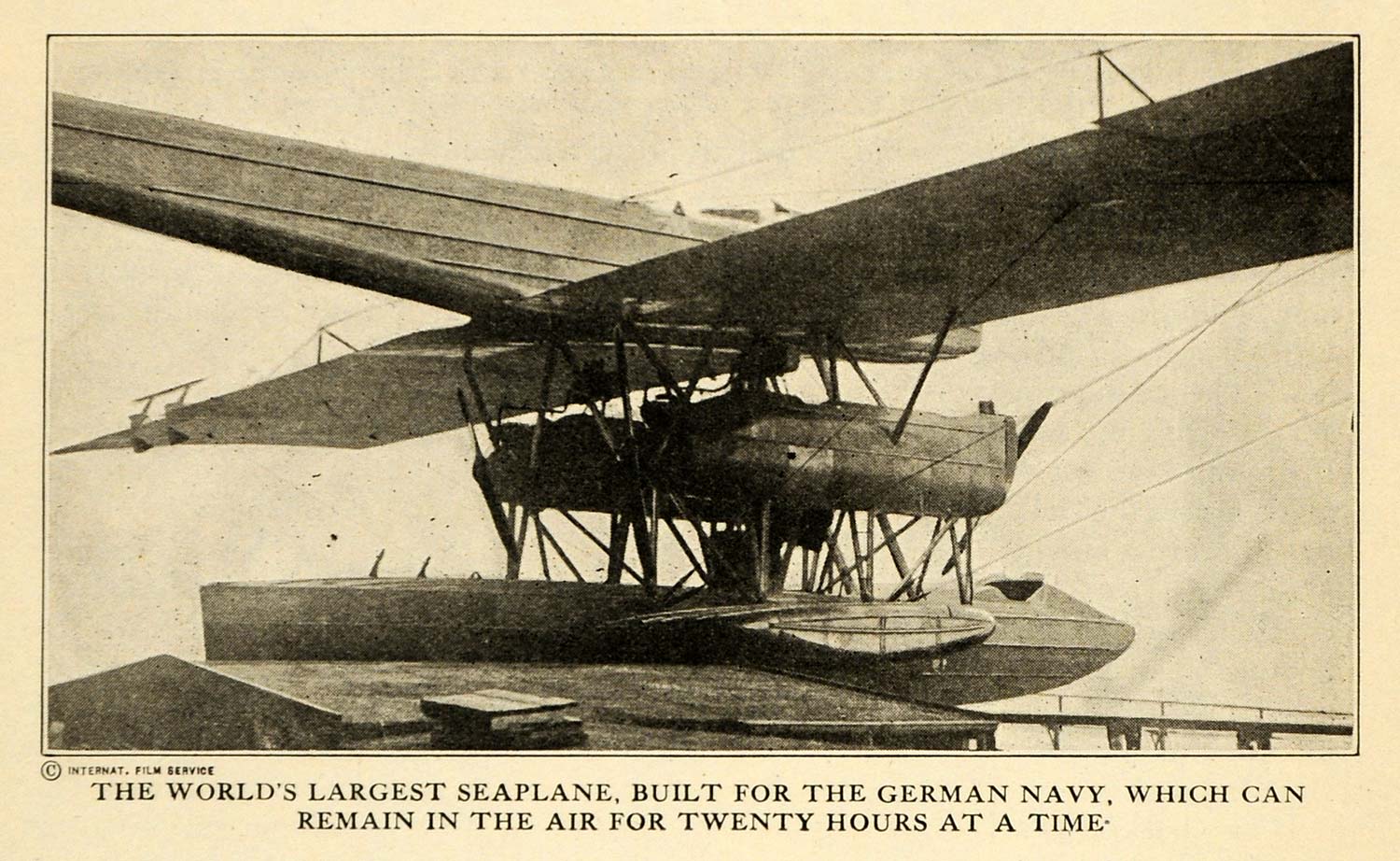 1920 Print Seaplane German Navy Air World's Largest Fly ORIGINAL HISTORIC ILW2